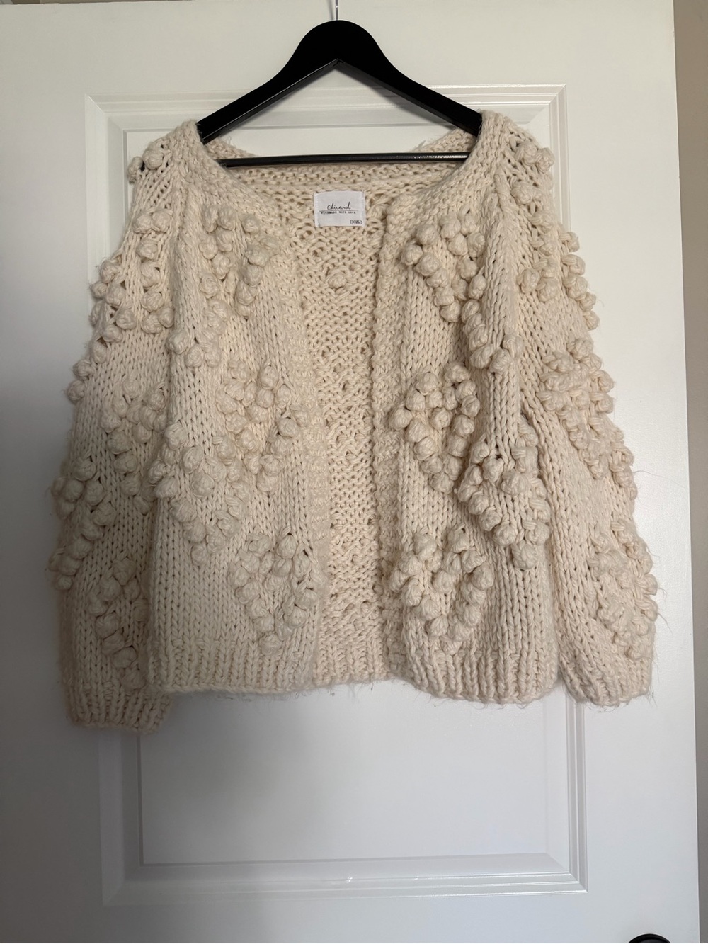 Chicwish Cream Chunky Bobble Knit Open-Front Cardigan